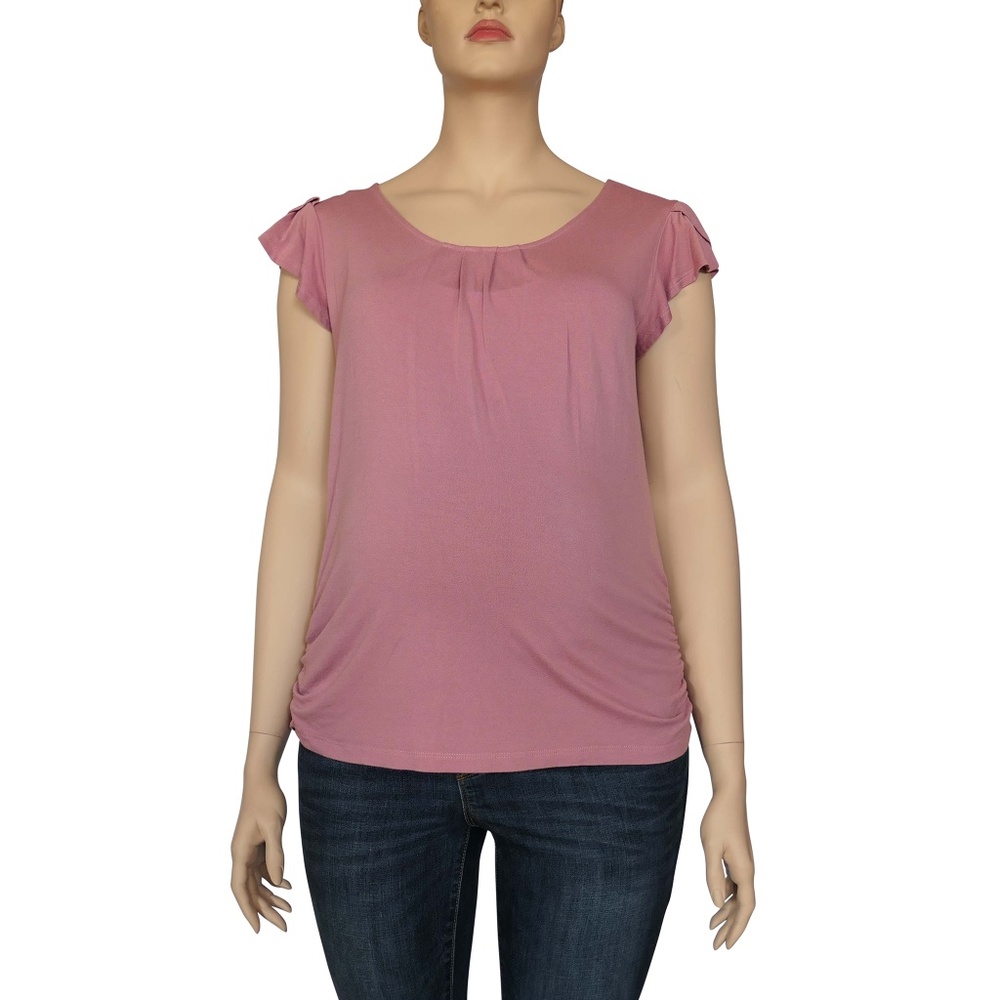 XL Rose Pink Decorative Back Short Sleeve Blouse